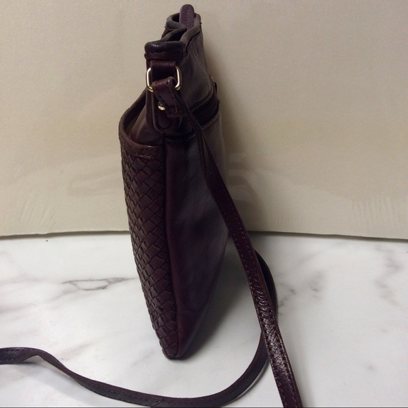 MARGOT LEATHER BASKET WEAVE FRONT CROSSBODY BAG